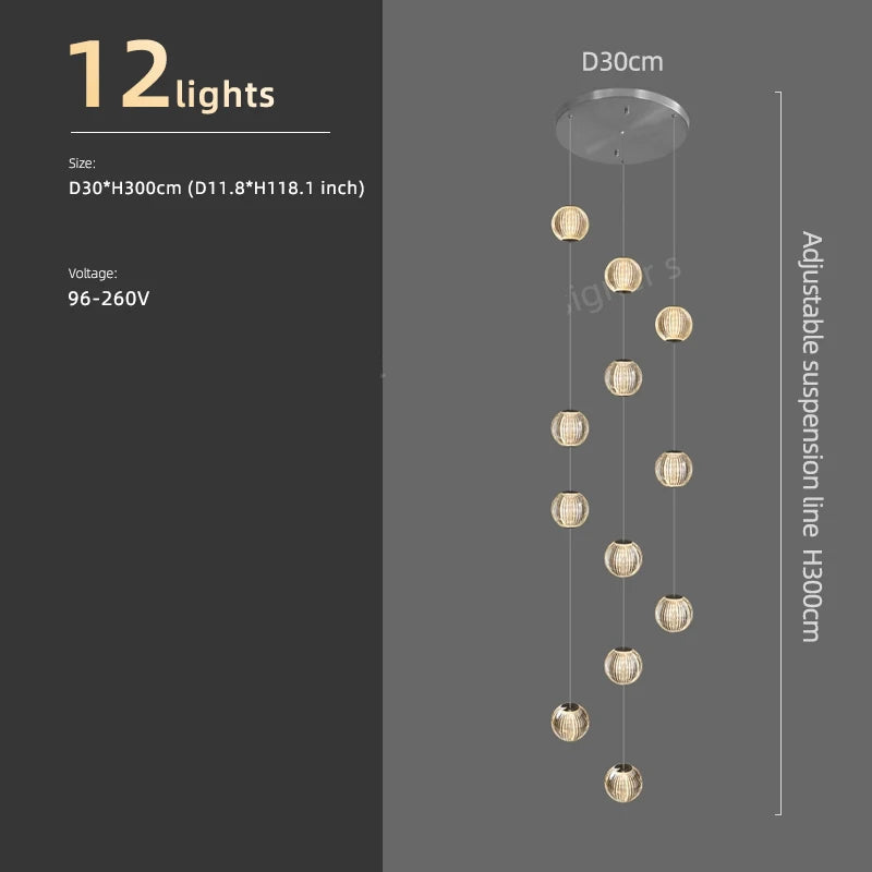 Cascade Lumière Staircase Chandelier