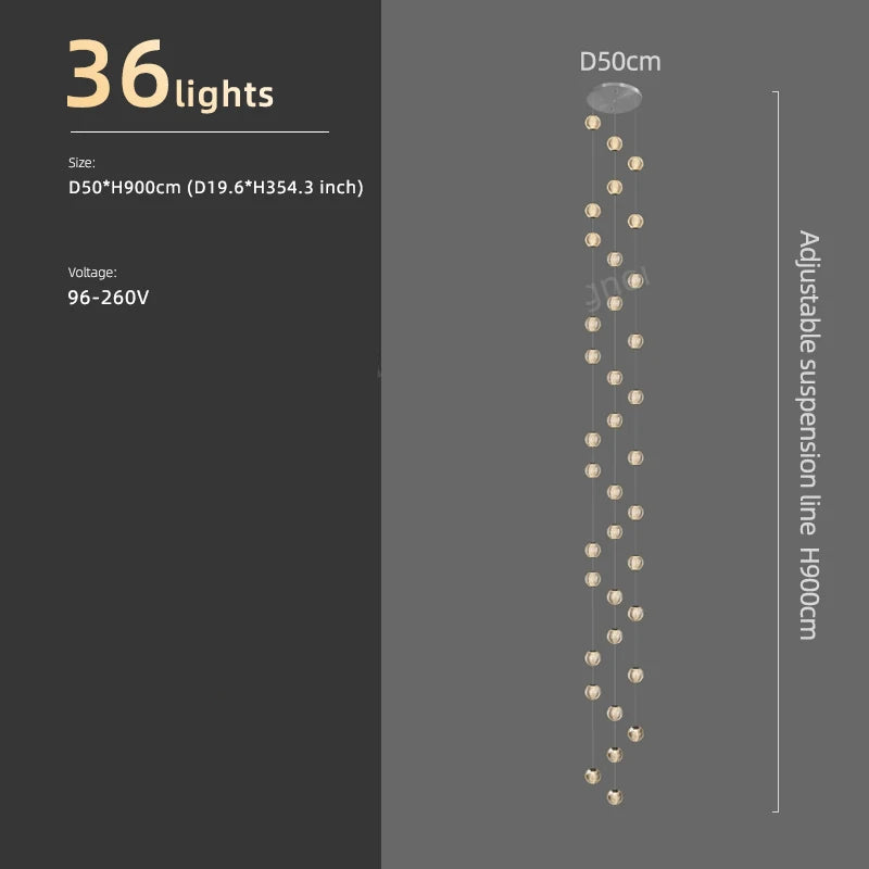 Cascade Lumière Staircase Chandelier