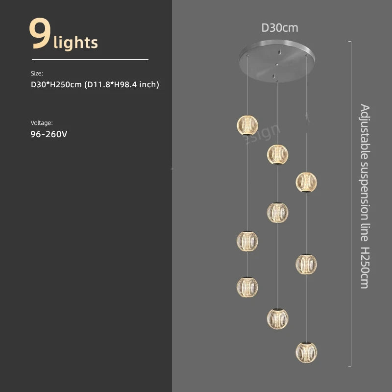 Cascade Lumière Staircase Chandelier