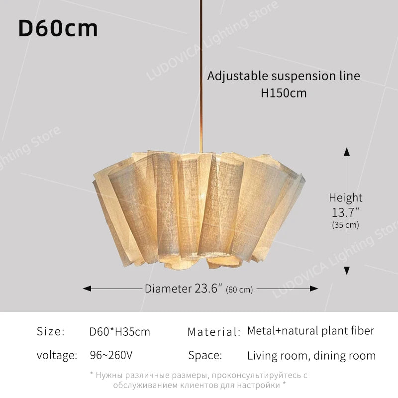 Kenzo Japanese Fabric LED Pendant