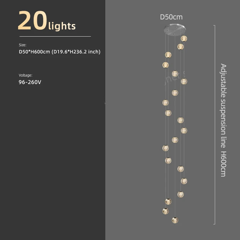Cascade Lumière Staircase Chandelier