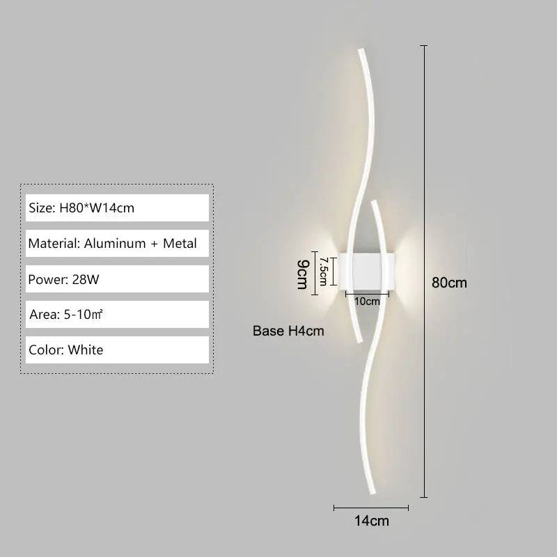 Sleek Waved LED Wall Light