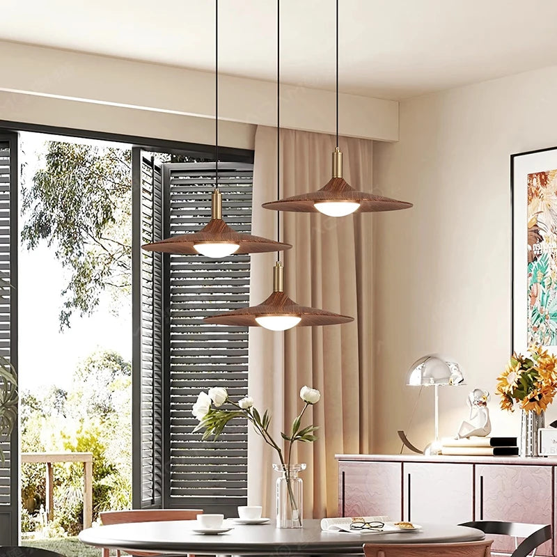 Aurea Wood Disc Pendant Light
