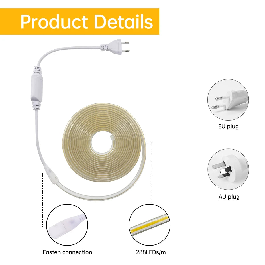 LineaFlex 220V COB LED Waterproof Strip Light (1-50meters)