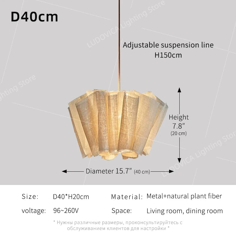 Kenzo Japanese Fabric LED Pendant