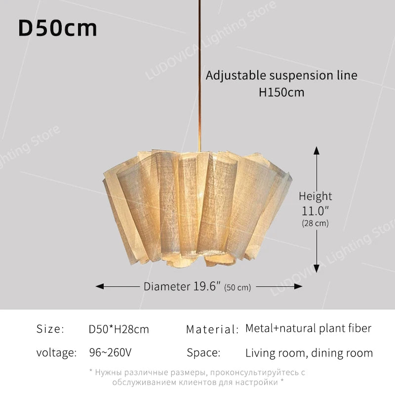 Kenzo Japanese Fabric LED Pendant