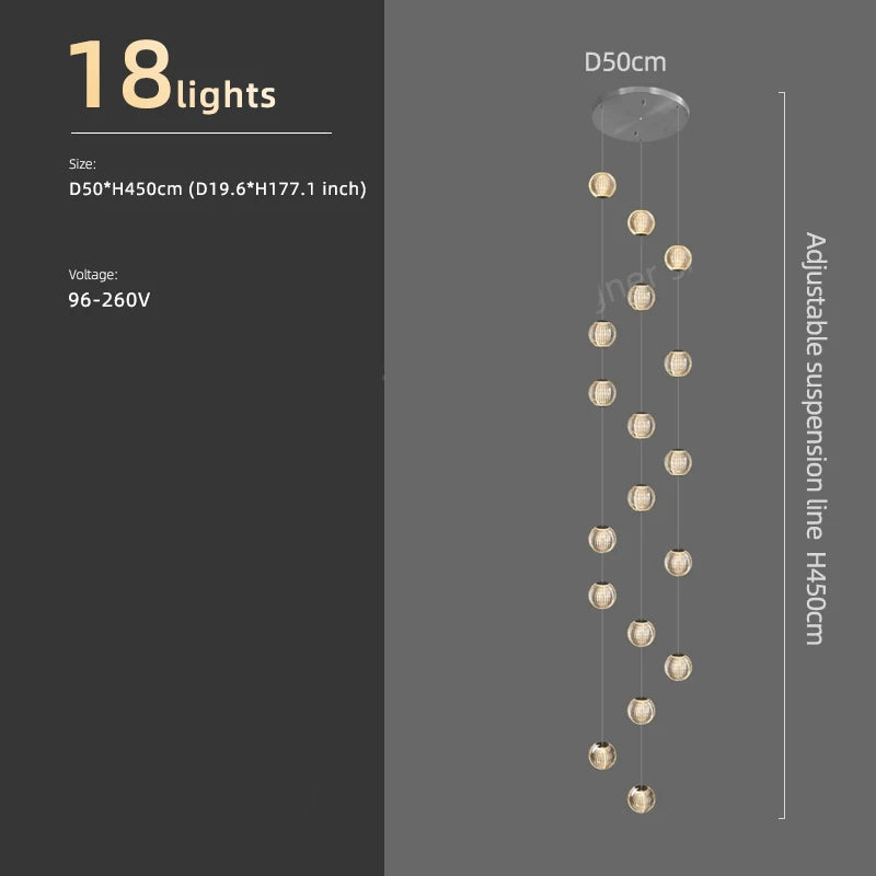 Cascade Lumière Staircase Chandelier
