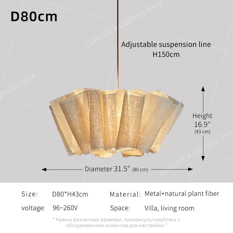 Kenzo Japanese Fabric LED Pendant