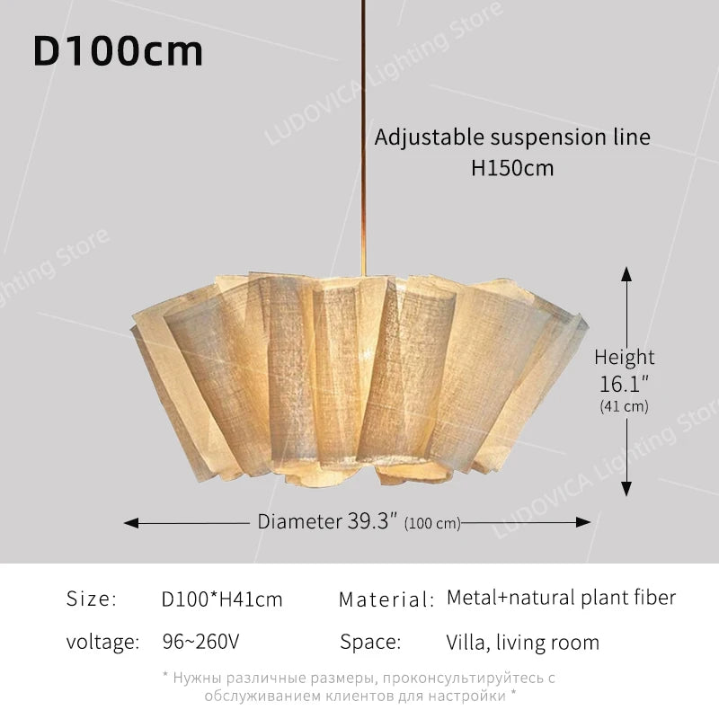 Kenzo Japanese Fabric LED Pendant